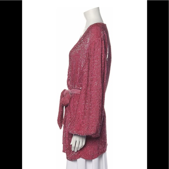 Retrofete Sequin Cardigan Mini Dress Robe Barbie Pink - Picture 3 of 11